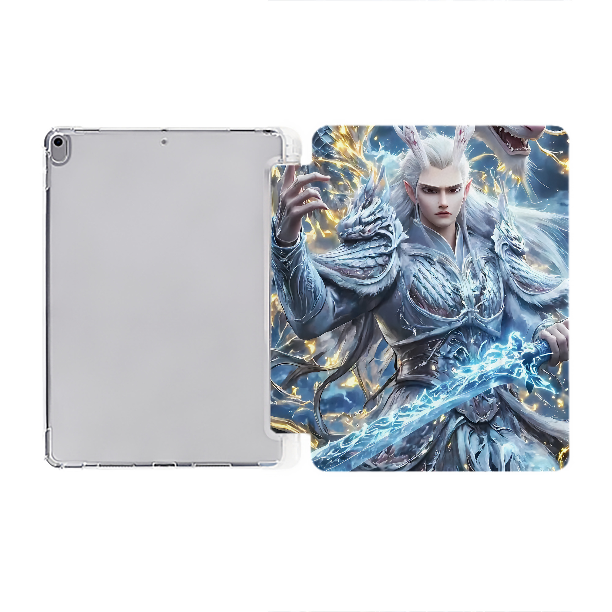 （画像用） Ne Zha 2 ナタ 魔童の大暴れ IPad ケース ペン収納付き 三つ折りスタンド PUレザー×シリコン 対応機種9.5/10.5/10.9インチ
